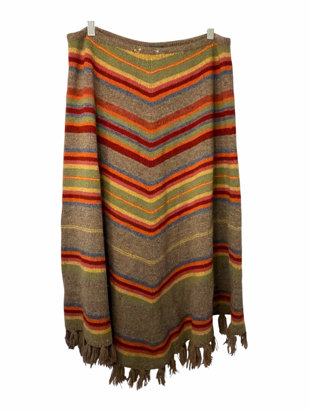 Lauren Ralph Lauren Wool Southwestern RARE Chevron Stripe Fringe Skirt Large